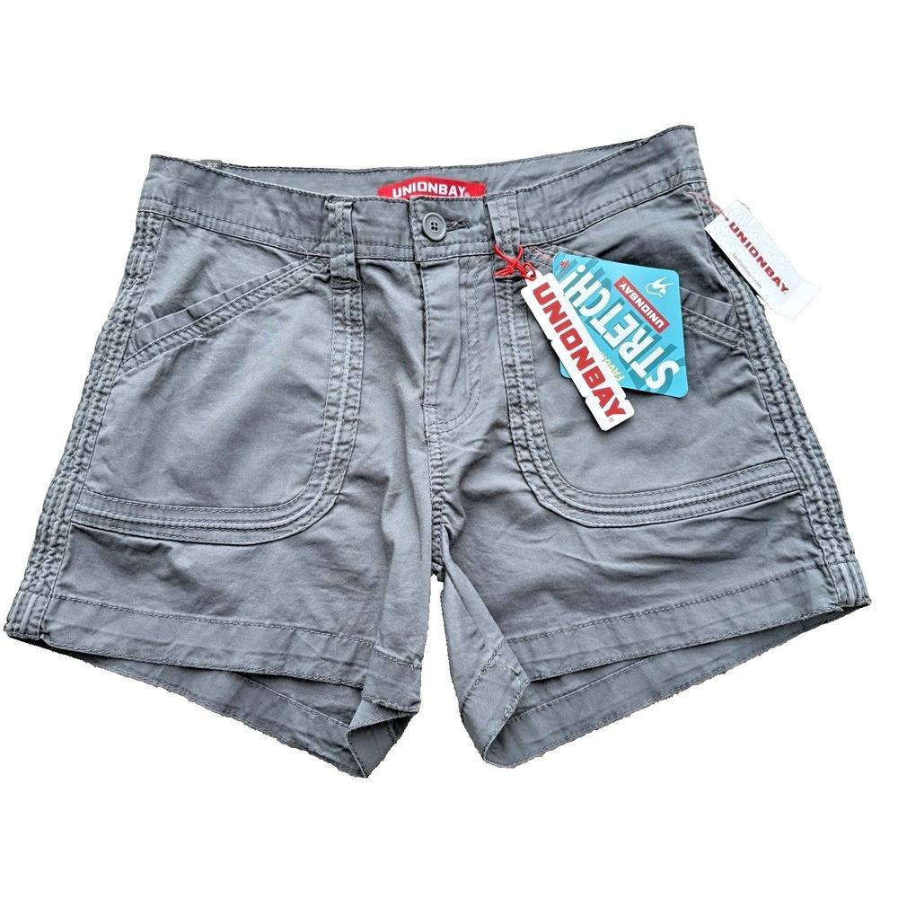 Juniors' Unionbay Conrad Midi Shorts Light‎ Galaxy Grey Size 0 (24W) NWT Stretch